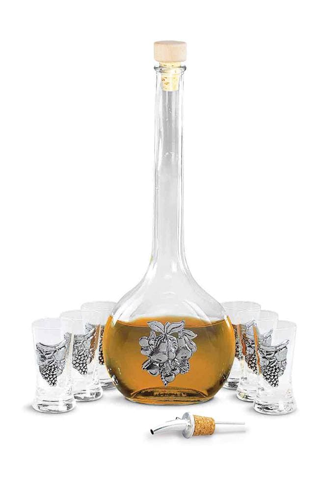 Schnapsset Zinn und Glas